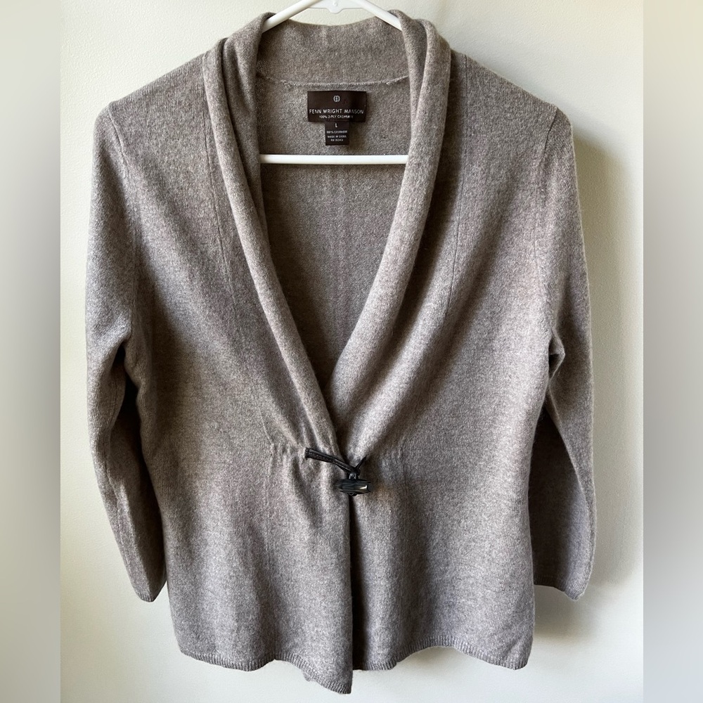 Fenn Wright Manson 2-ply Cashmere Cardigsn Sweater Quiet Luxury Soft Cozy L‎